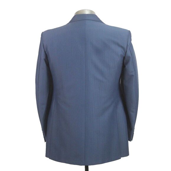 mens blue Vintage 70s 2pc vest blazer jacket sport suit coat polyester knit 38 R - Picture 4 of 8
